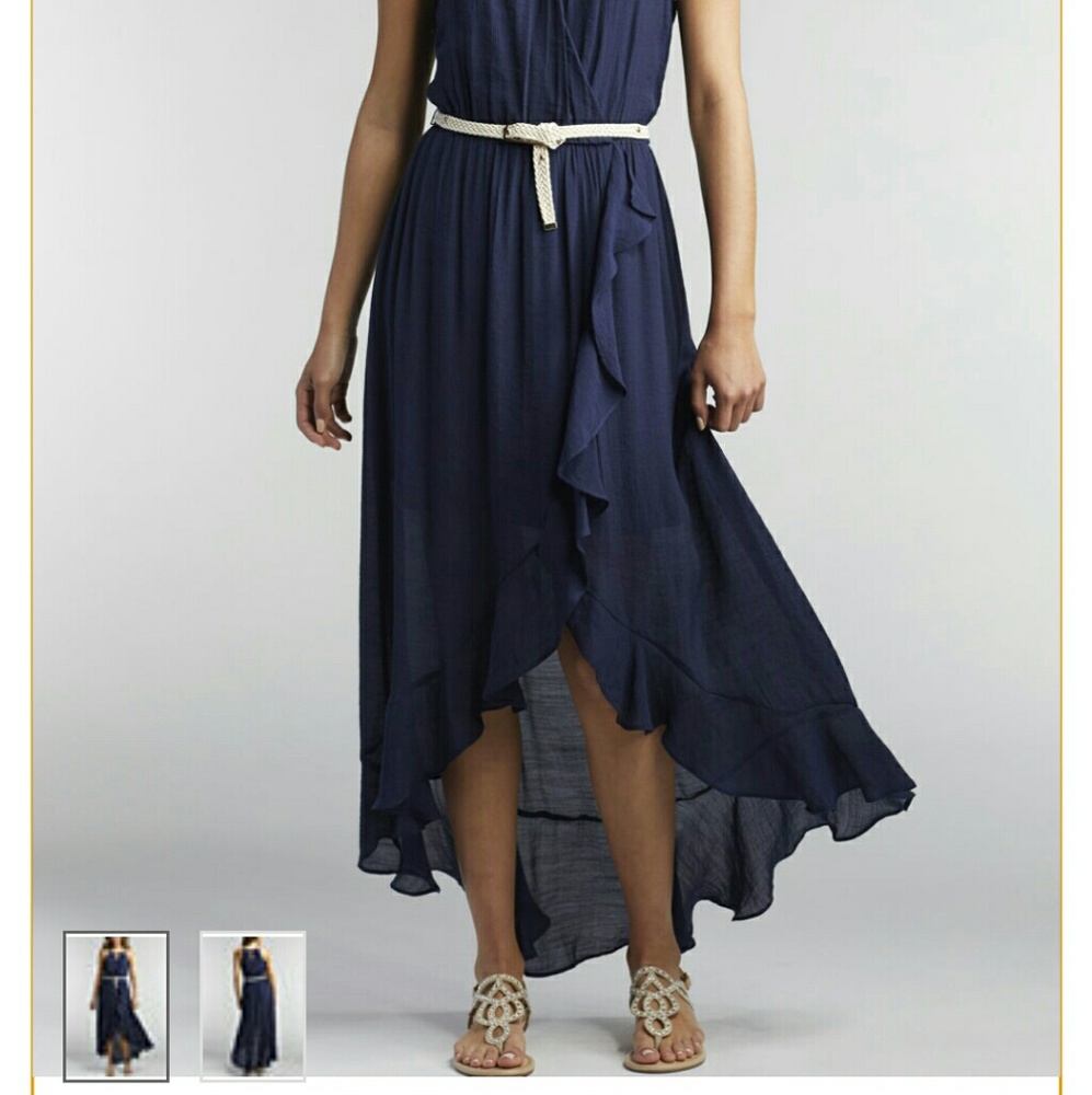 **SOLD**NWT! A. BYER Belted Navy Maxi Dress - Picture 2 of 5